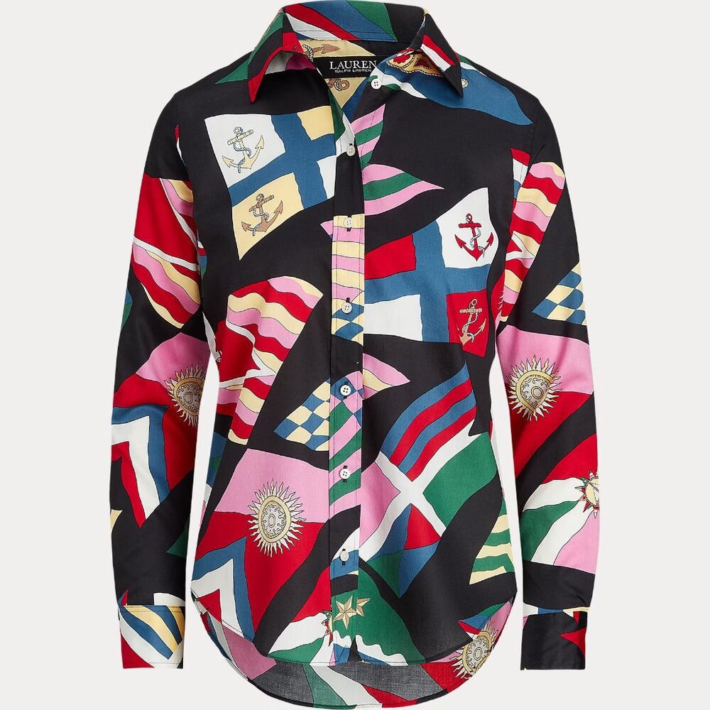 NWT Lauren Ralph Lauren Women's Print Cotton Sateen Shirt Small S